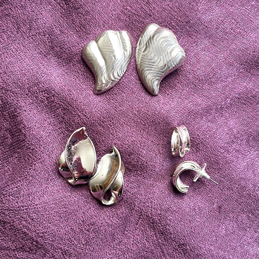 Silvertone Earring Bundle of 3